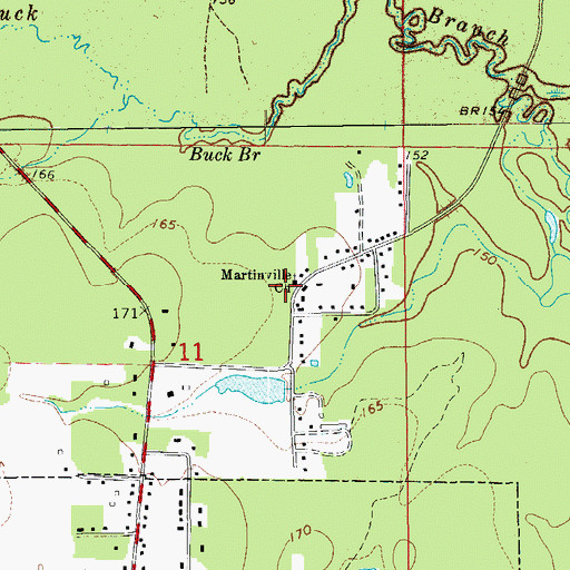 Topographic Map of Martinville Baptist Church, AR