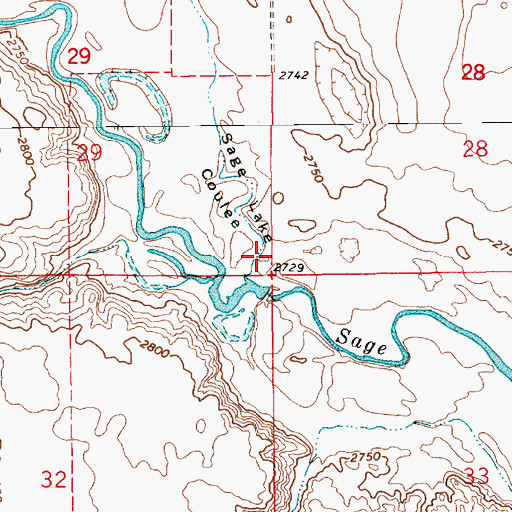 Topographic Map of Sage Lake Coulee, MT