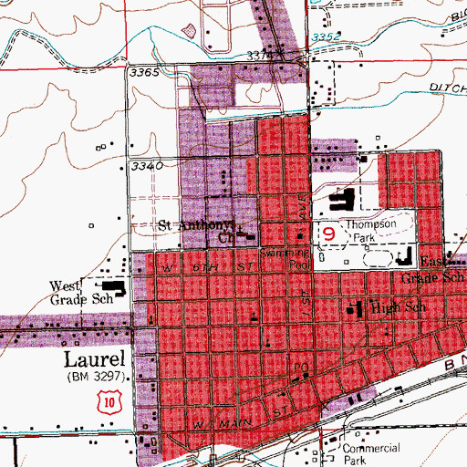 Topographic Map of Saint Anthonys Church, MT