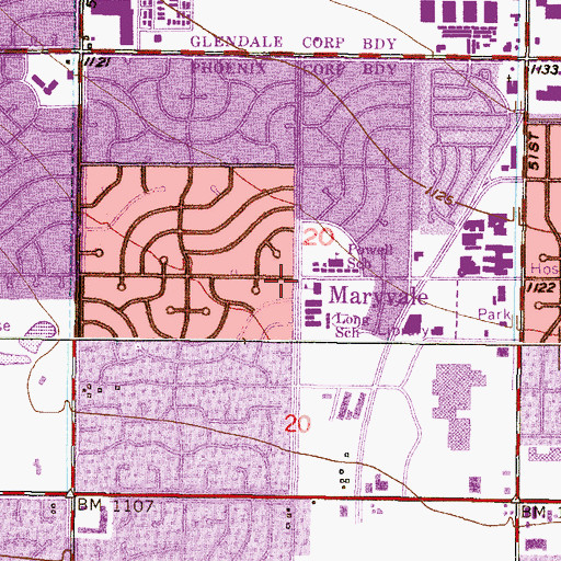 Topographic Map of Maryvale, AZ