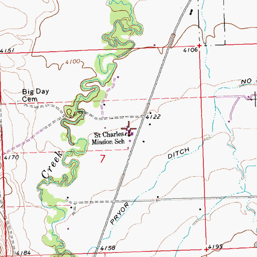Topographic Map of Saint Charles Mission School, MT