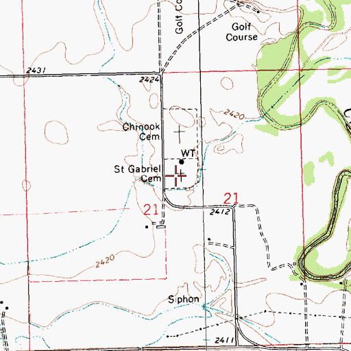 Topographic Map of Saint Gabriel Cemetery, MT