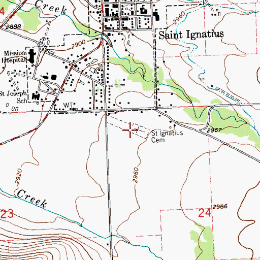 Topographic Map of Saint Ignatius Catholic Cemetery, MT