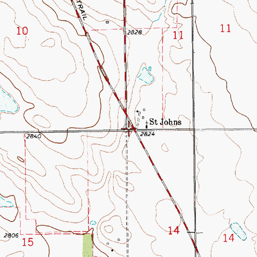 Topographic Map of Saint Johns, MT