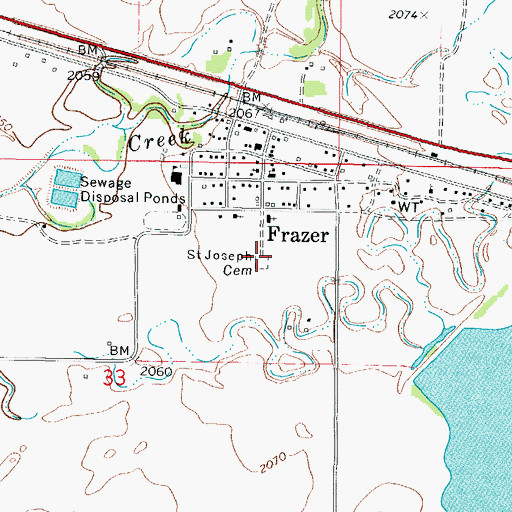 Topographic Map of Saint Joseph Cemetery, MT