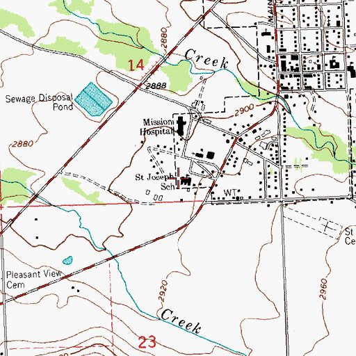 Topographic Map of Saint Joseph School (historical), MT