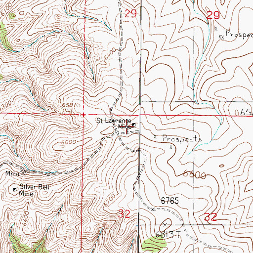 Topographic Map of Saint Lawrence Mine, MT