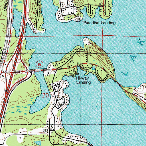 Topographic Map of Hi-way Landing, AR