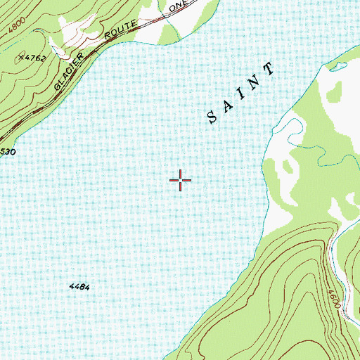 Topographic Map of Saint Mary Lake, MT