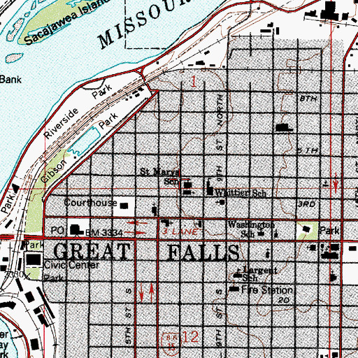 Topographic Map of Saint Marys School, MT