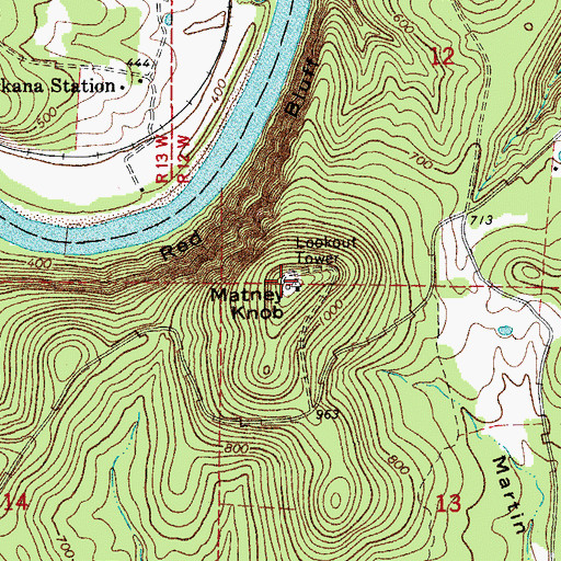 Topographic Map of Matney Knob, AR