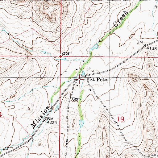 Topographic Map of Saint Peter, MT