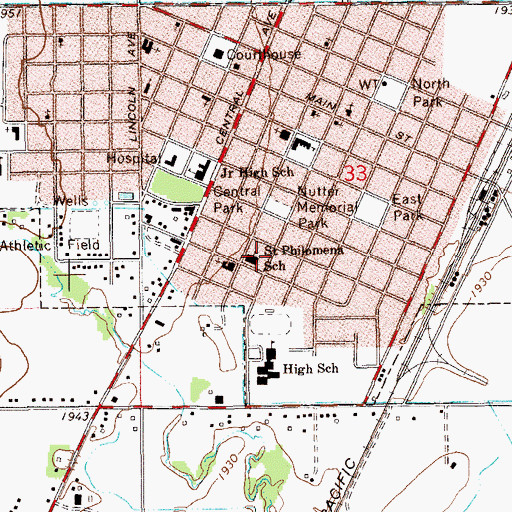 Topographic Map of Saint Philomena School, MT