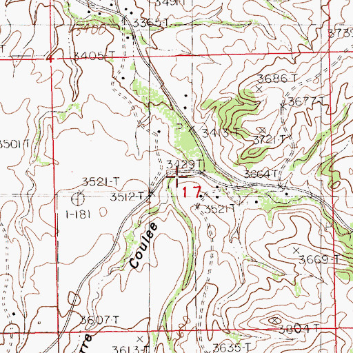 Topographic Map of Saint Pierre Coulee, MT