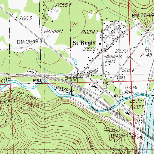 Topographic Map of Saint Regis, MT
