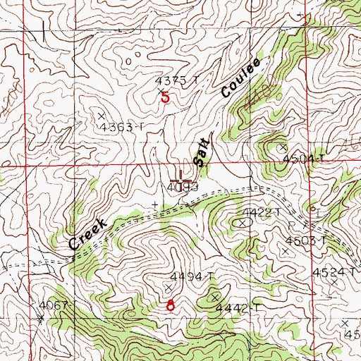 Topographic Map of Salt Coulee, MT