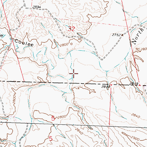 Topographic Map of Salt Sage Coulee, MT