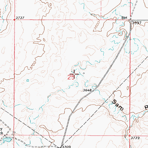Topographic Map of Sam Ross Coulee, MT