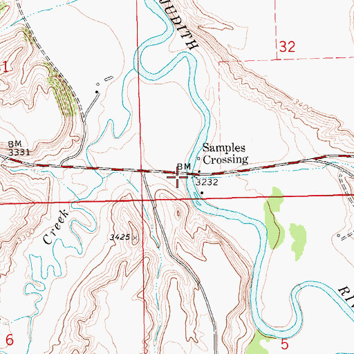 Topographic Map of Samples Crossing, MT