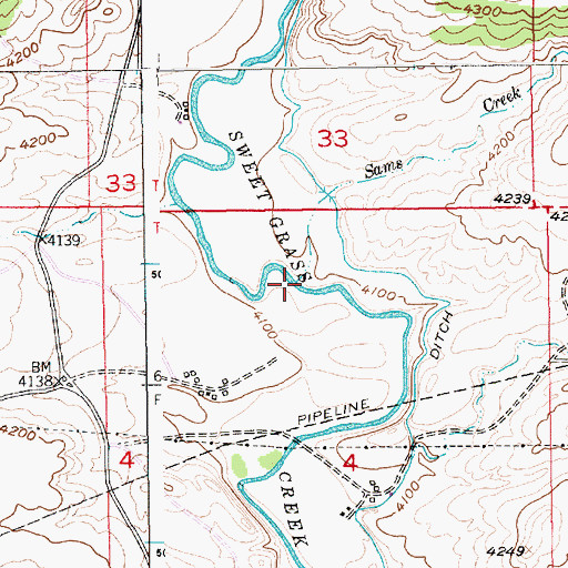 Topographic Map of Sams Creek, MT
