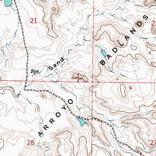 Topographic Map of Sand Arroyo Badlands, MT