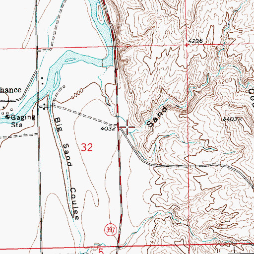 Topographic Map of Sand Coulee, MT