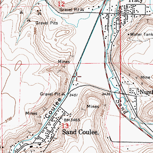 Topographic Map of Sand Coulee, MT