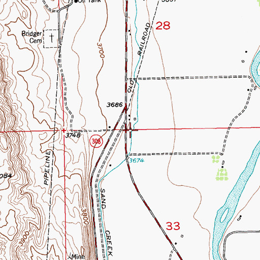 Topographic Map of Sand Creek Canal, MT