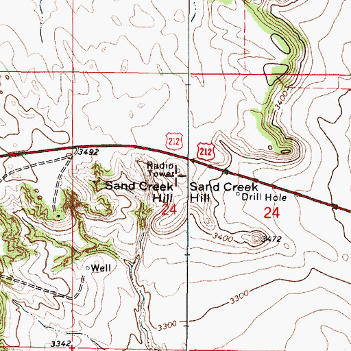 Topographic Map of Sand Creek Hill, MT