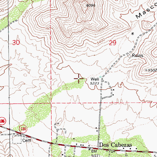 Topographic Map of Mascot Canyon, AZ