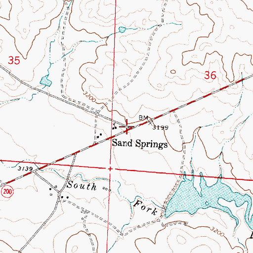 Topographic Map of Sand Springs, MT