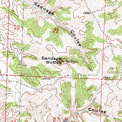 Topographic Map of Sandage Buttes, MT
