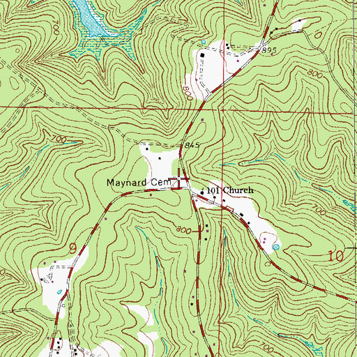 Topographic Map of Maynard Cemetery, AR