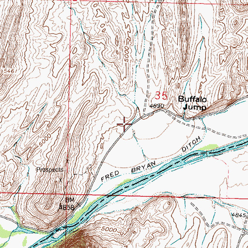 Topographic Map of Sandy Hollow, MT