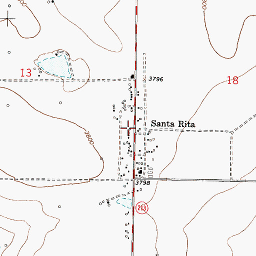 Topographic Map of Santa Rita, MT