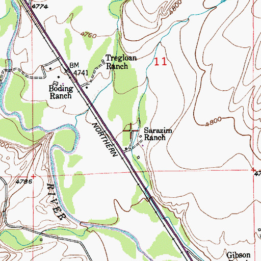 Topographic Map of Sarazim Ranch, MT