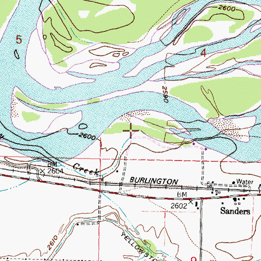Topographic Map of Sarpy Creek, MT