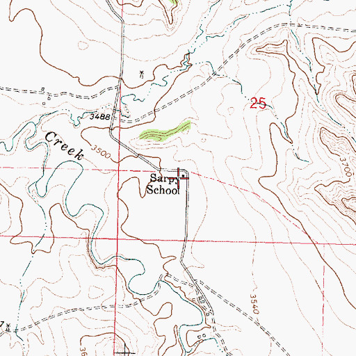 Topographic Map of Sarpy School (historical), MT