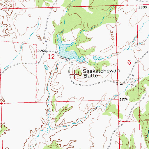 Topographic Map of Saskatchewan Butte, MT