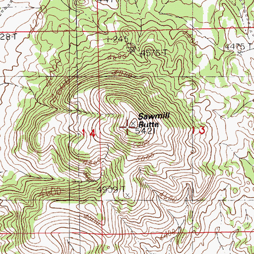 Topographic Map of Sawmill Butte, MT