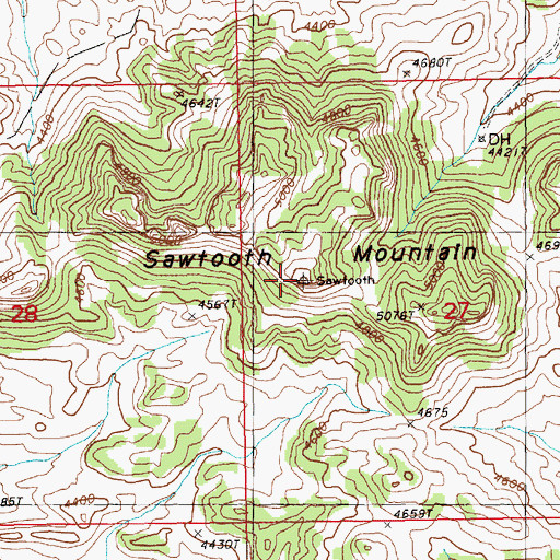 Topographic Map of Sawtooth Mountain, MT