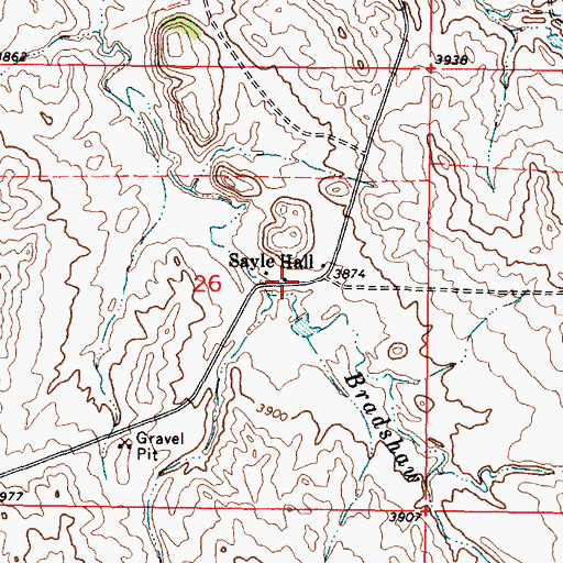 Topographic Map of Sayle Hall, MT