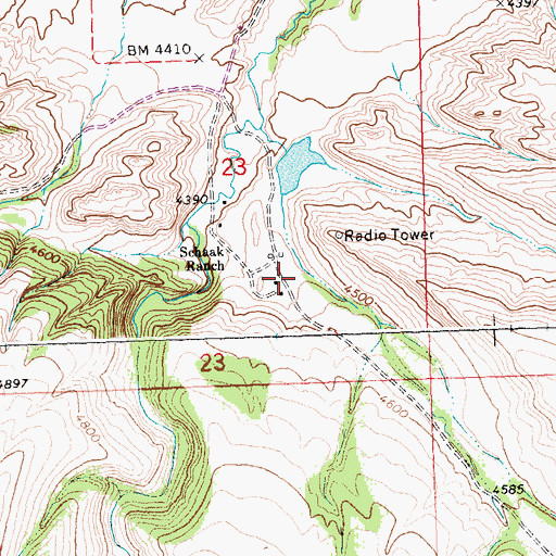 Topographic Map of Schaak Ranch, MT