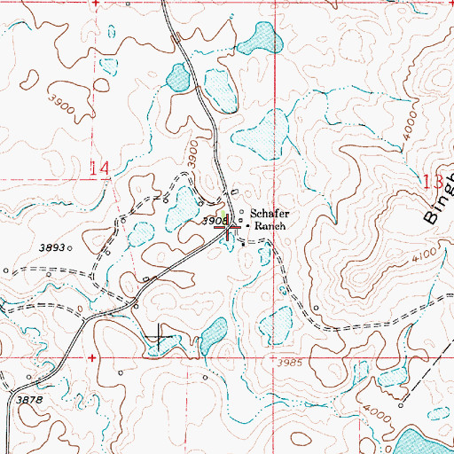 Topographic Map of Schafer Ranch, MT