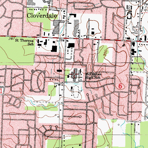 Topographic Map of McClellan High School, AR