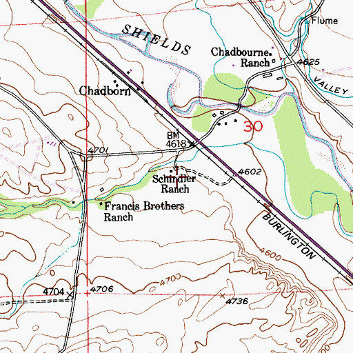Topographic Map of Schindler Ranch, MT