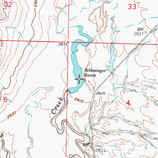 Topographic Map of Schlesinger Ranch, MT