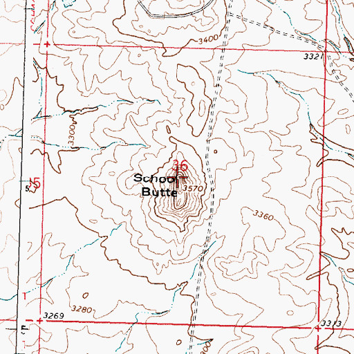 Topographic Map of School Butte, MT