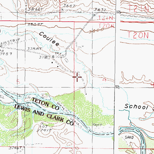 Topographic Map of School Section Coulee, MT