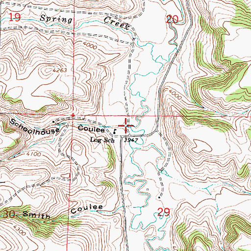 Topographic Map of Schoolhouse Coulee, MT